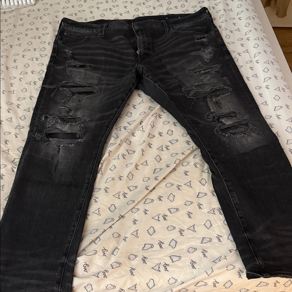 American Eagle Outfitters Black Distressed Skinny Jeans